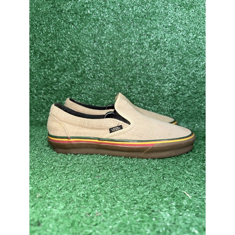 VANS Classic Slip-On Women Size 7.5 Rasta Hemp Pack Skate Shoes Casual Sneakers